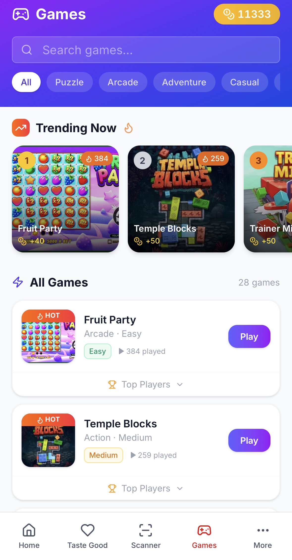 TRYLINK games page