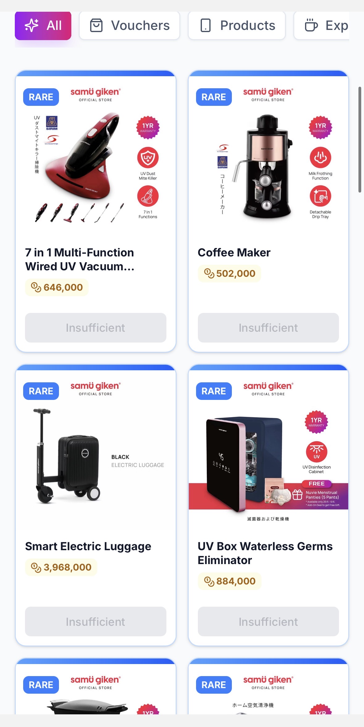 Rewards catalogue